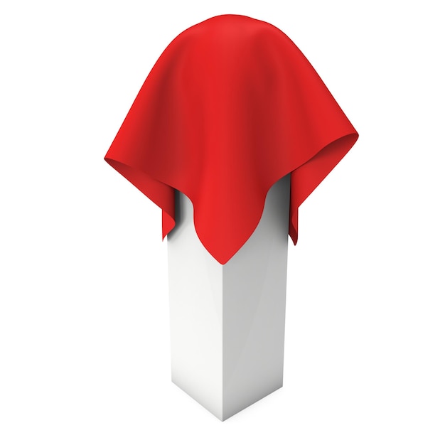 Presentation pedestal covered with red cloth