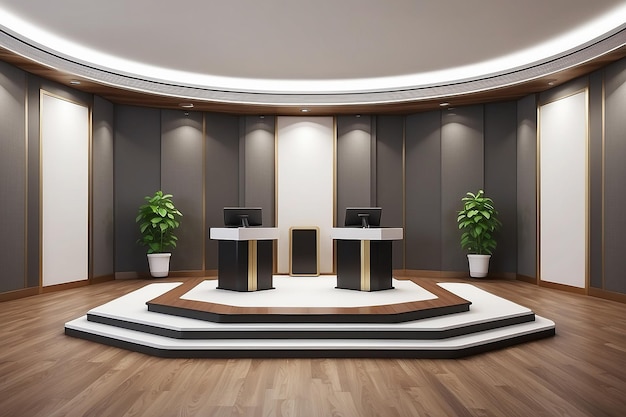 presentation room interior with podium