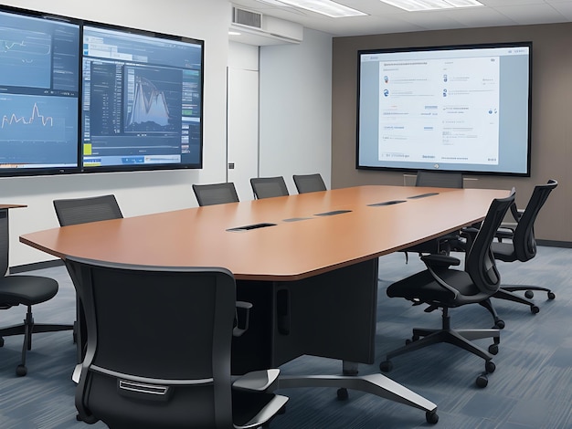 Photo presentation screen in a modern conference room ai image