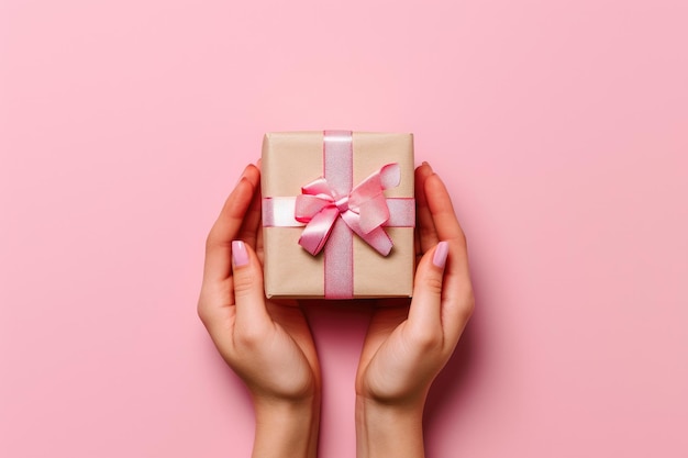Photo presenting happiness pink surprise gift box