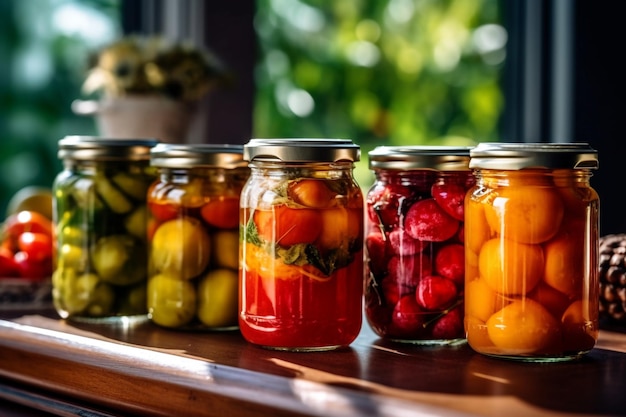 Preserved delights photo of canned fruit photography on display