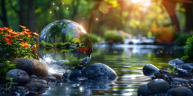 Preserving Earth39s Water Resources with a Glass Globe in Nature Concept Nature Conservation Environmental Awareness Water Resource Management Sustainable Practices