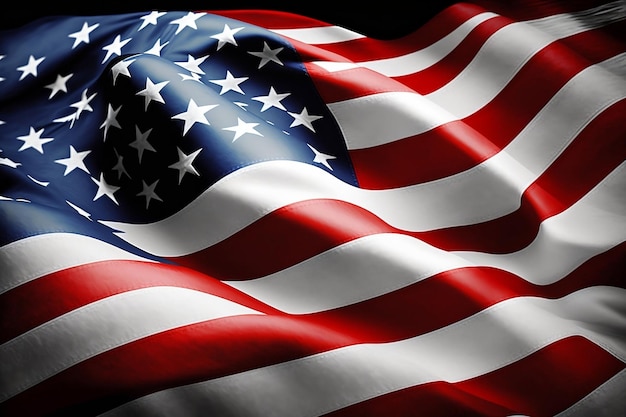 미국 국기가 바람에 펄럭이는 대통령의 날 축하 AI