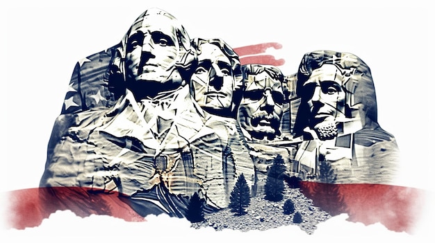 President's Day Illustration of Mount Rushmore Generative ai