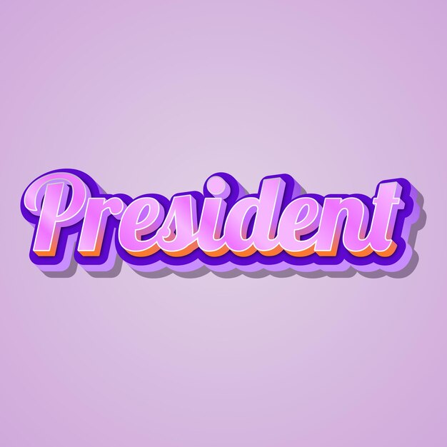 Photo president typography 3d design cute text word cool background photo jpg