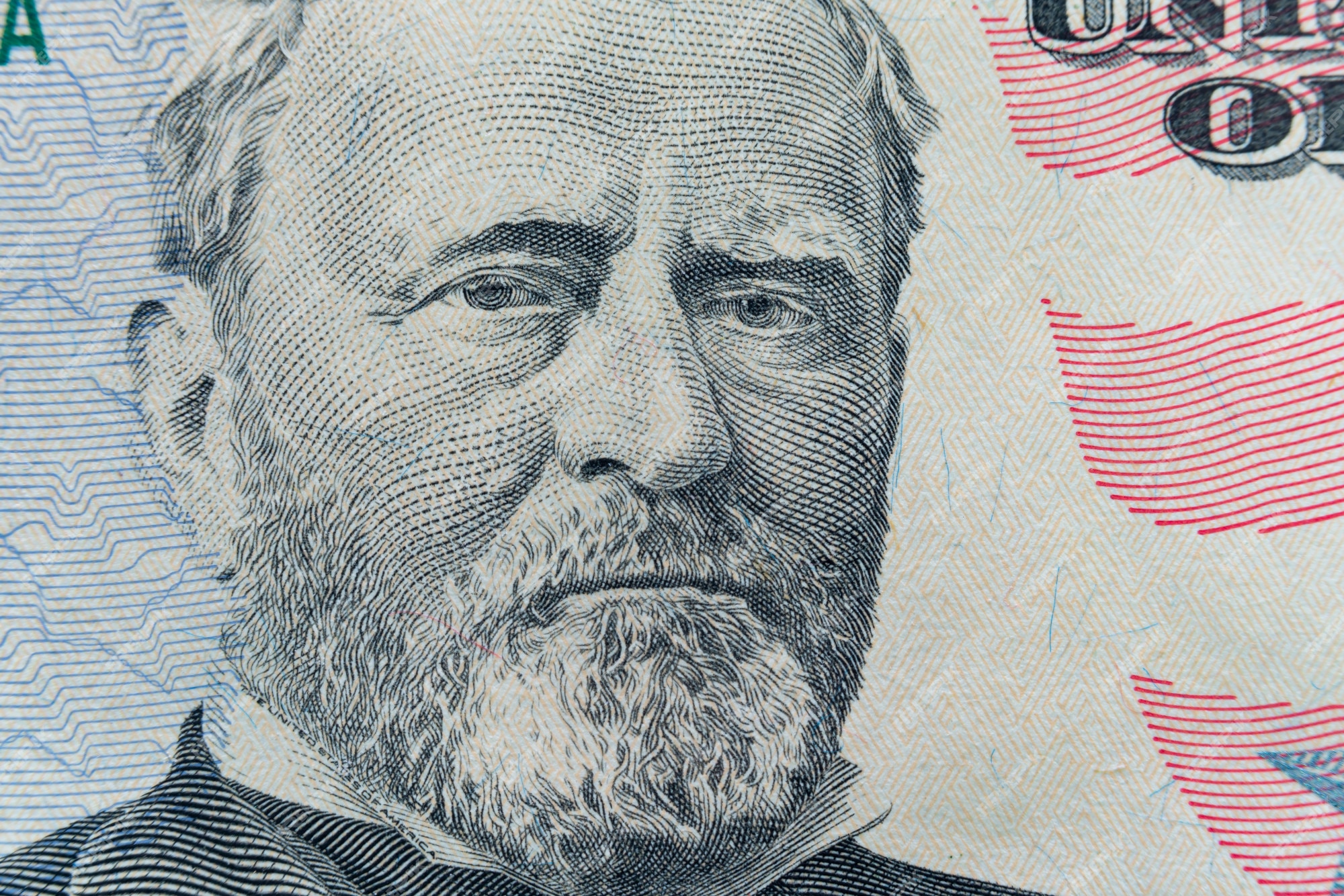 Portrait of US president Ulysses Simpson Grant on 50 dollars