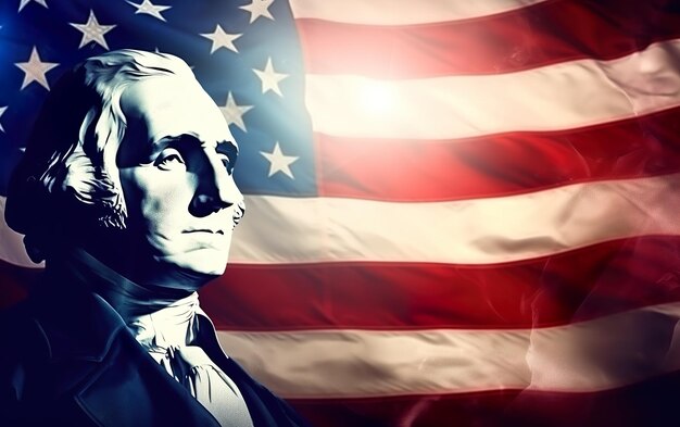 Photo presidents day celebrate on america flag background