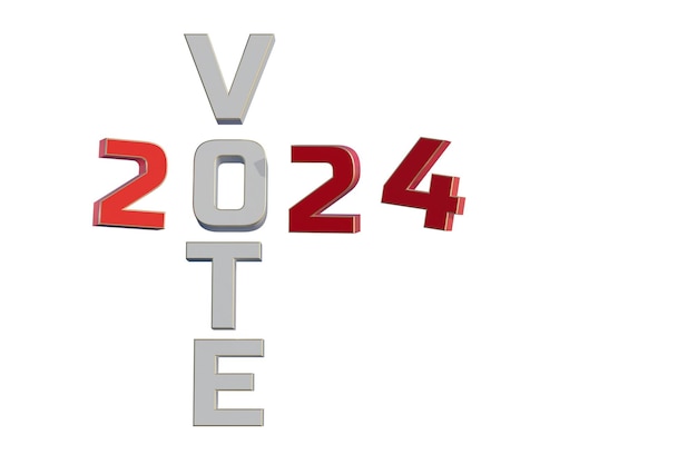 Foto presidentsverkiezingen 2024 de inscriptie stem en 2024 op transparante witte achtergrond 3d renderen