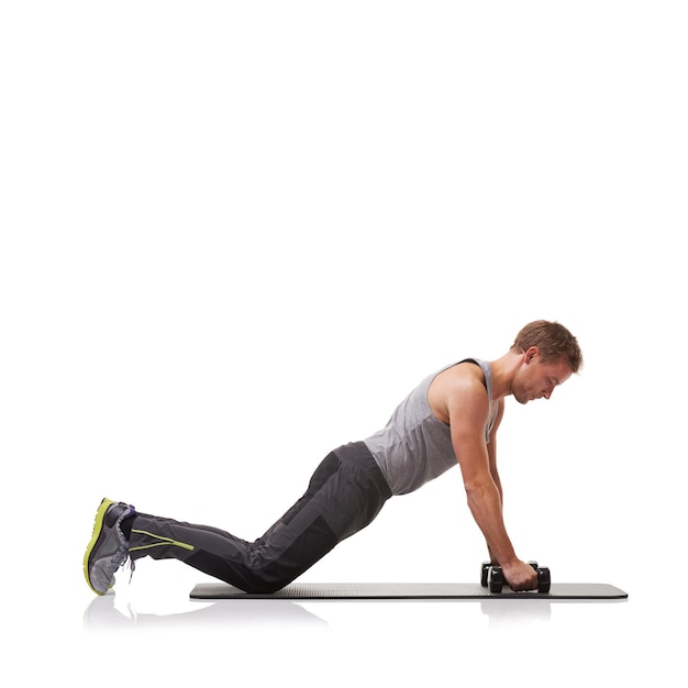 Press-ups met dumbbells