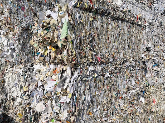 Pressed paper for recycling closeup Waste recycling