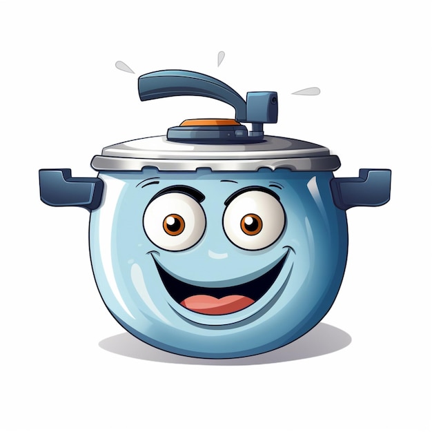 Pressure cooker 2d cartoon illustraton on white background