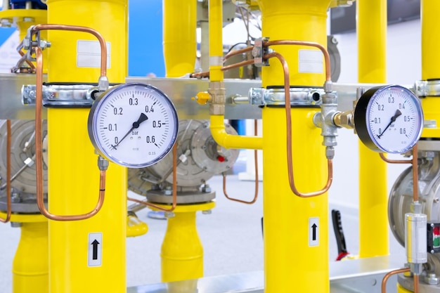 Photo pressure meters on natural gas pipeline