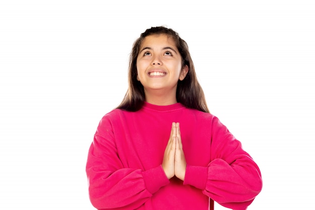 Preteen girl with pink jersey