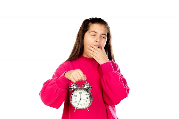 Preteen girl with pink sweatshirt