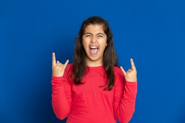 Preteen girl with red t-shirt