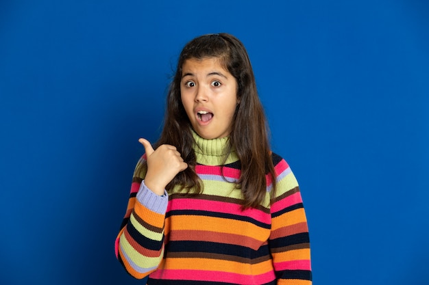 Preteen girl with striped sweatshirt