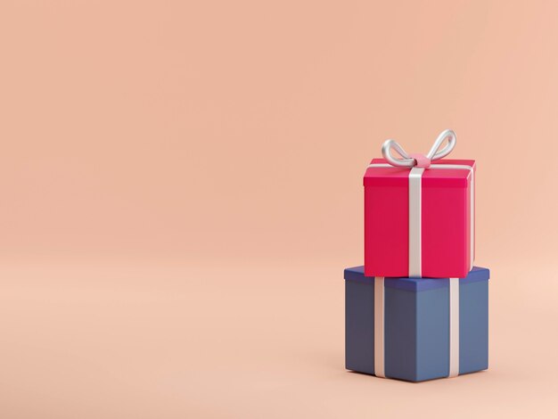 Prettige feestdagen Set verticaal gerangschikte dozen met geschenken 3D-rendering