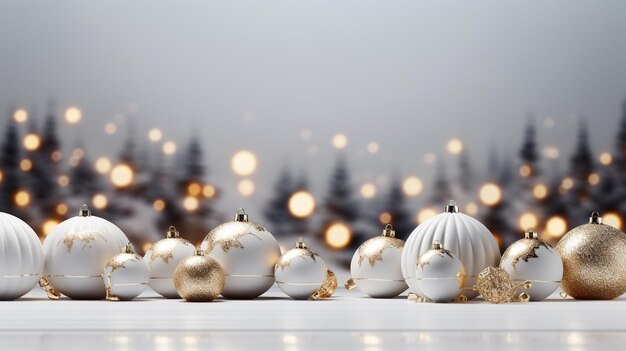 Prettige kerstdagen en gelukkig nieuwjaar begin van een nieuwe jaarlijkse cyclus Nieuwjaar ballen geschenken presenteert ster sneeuw sneeuwval maan rood groen en wit kleuren banner kopie ruimte achtergrond poster