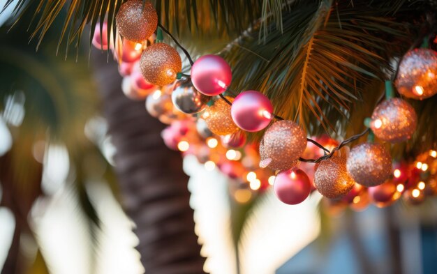 Foto prettige kerstdagen of oudejaarsavond op een zonnig strand