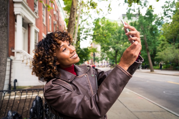 Pretty african american girl in New York