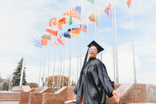 A pretty african american woman graduate