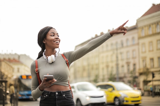 Pretty Afro woman in the city