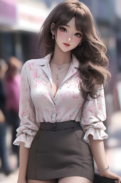 A pretty anime girl in formal outfit