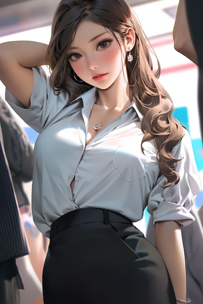 A pretty anime girl in formal outfit