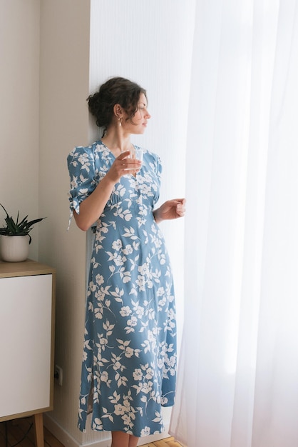 Pretty beautiful business woman in elegant dress