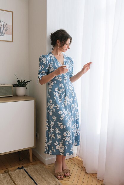 Pretty beautiful business woman in elegant dress