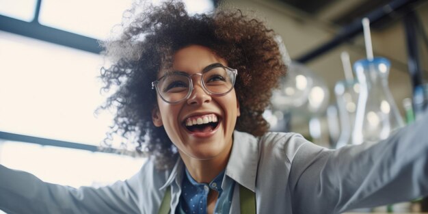 Pretty black female scientist Beautiful illustration picture Generative AI