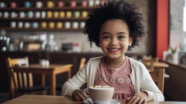 Pretty black girl in a cafe