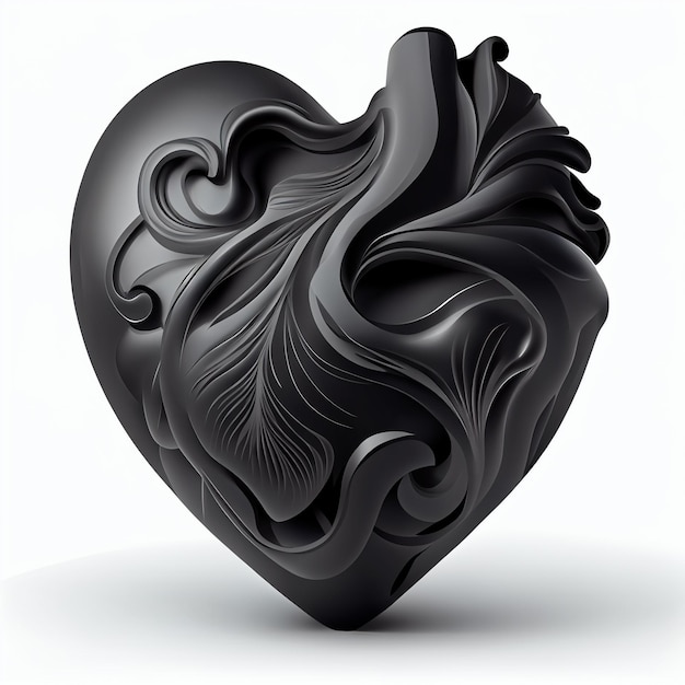 Photo pretty black heart 3d illustration with isolated background