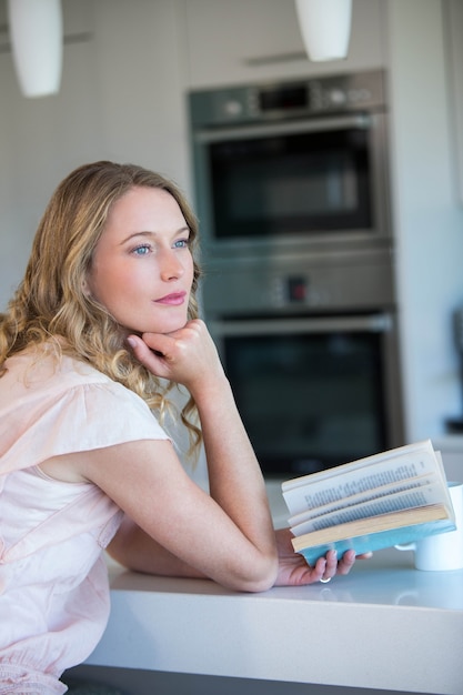 Pretty blonde reading a book 