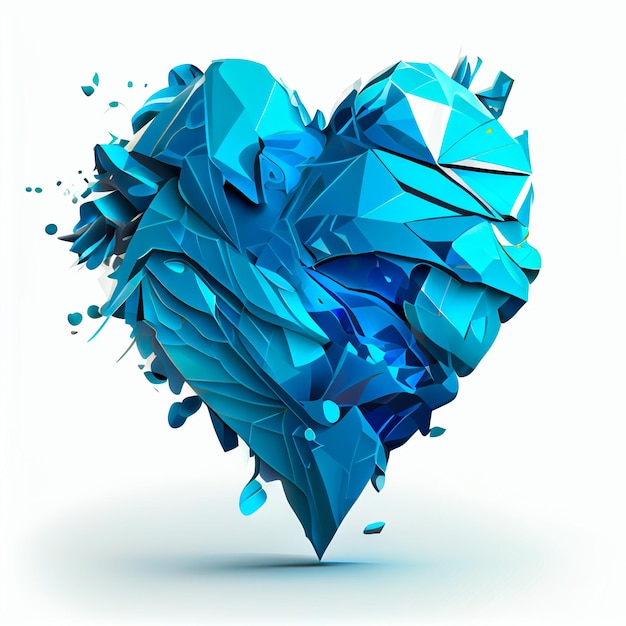 Фото Довольно голубая иллюстрация сердца с изолированным фоном