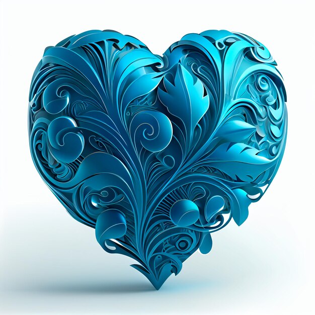 Photo pretty blue heart illustration with isolated background