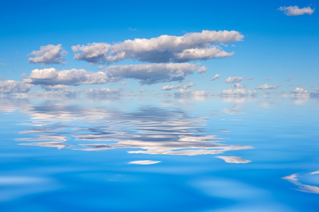 Pretty blue sky reflected in the water