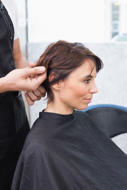 Pretty brunette at her hair appointment