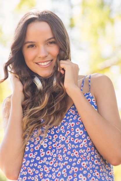 Pretty brunette with headphones