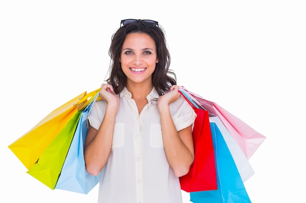 Pretty brunette with shopping bags