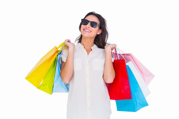 Pretty brunette with shopping bags