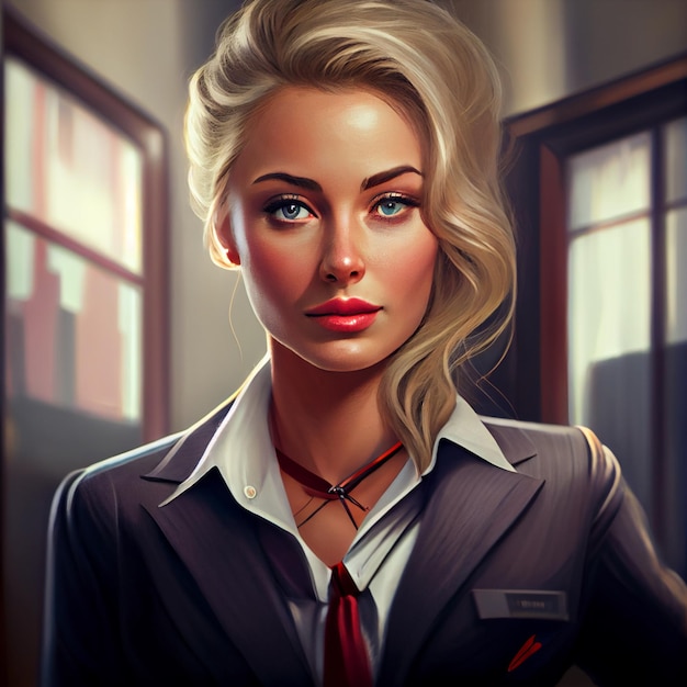 Pretty businesswoman entrepreneur portrait avatar illustration