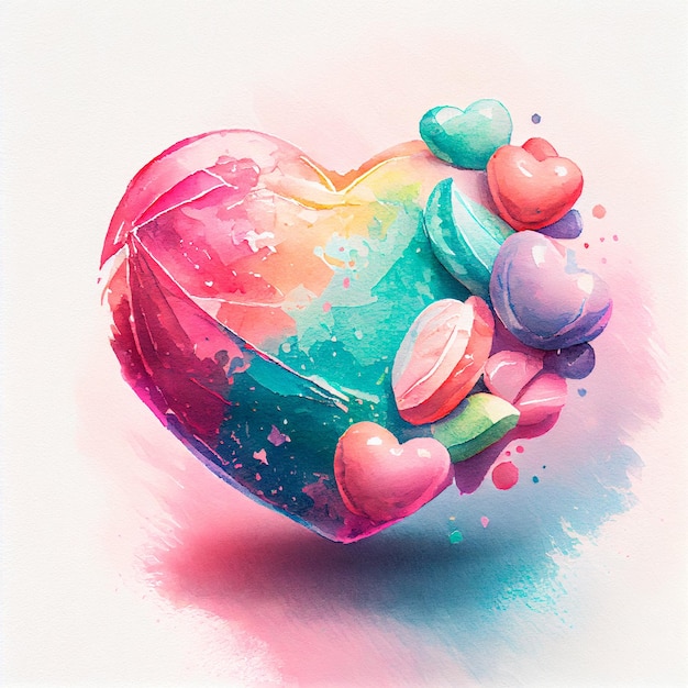 Pretty candy heart illustration with isolated background