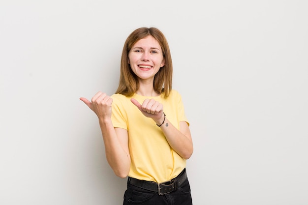 Pretty caucasian woman happy expression