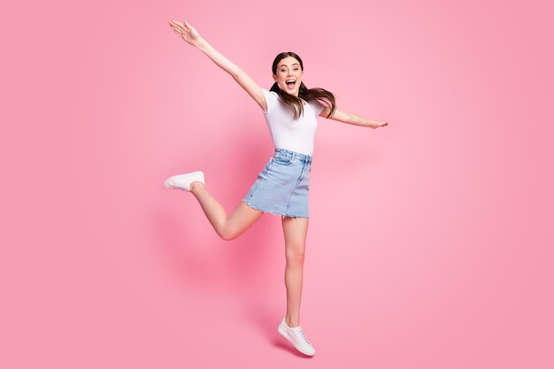 pretty cheerful girl jumping