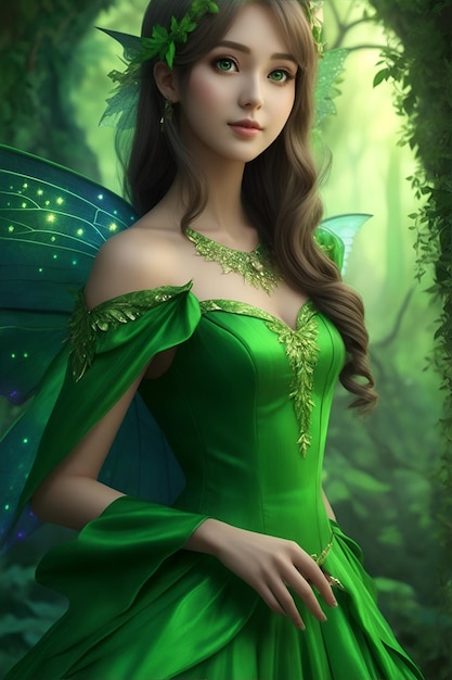 A pretty fairy in a green cloth