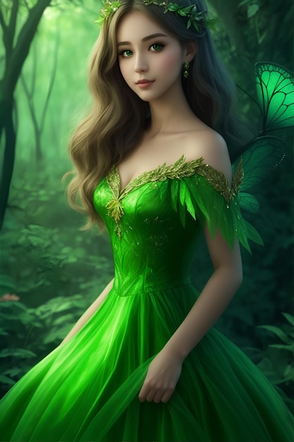 A pretty fairy in a green cloth