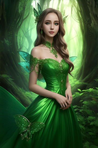 A pretty fairy in a green cloth