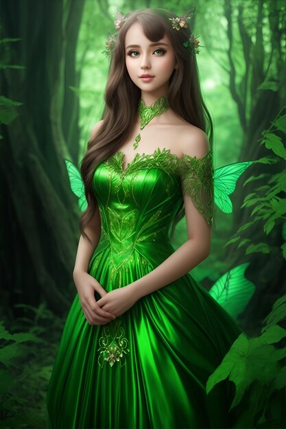 A pretty fairy in a green cloth