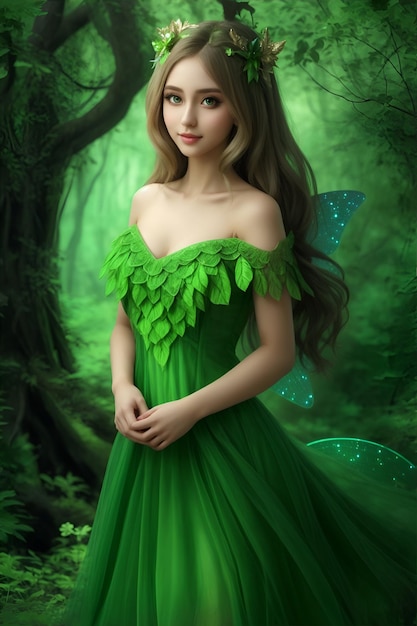 A pretty fairy in a green cloth